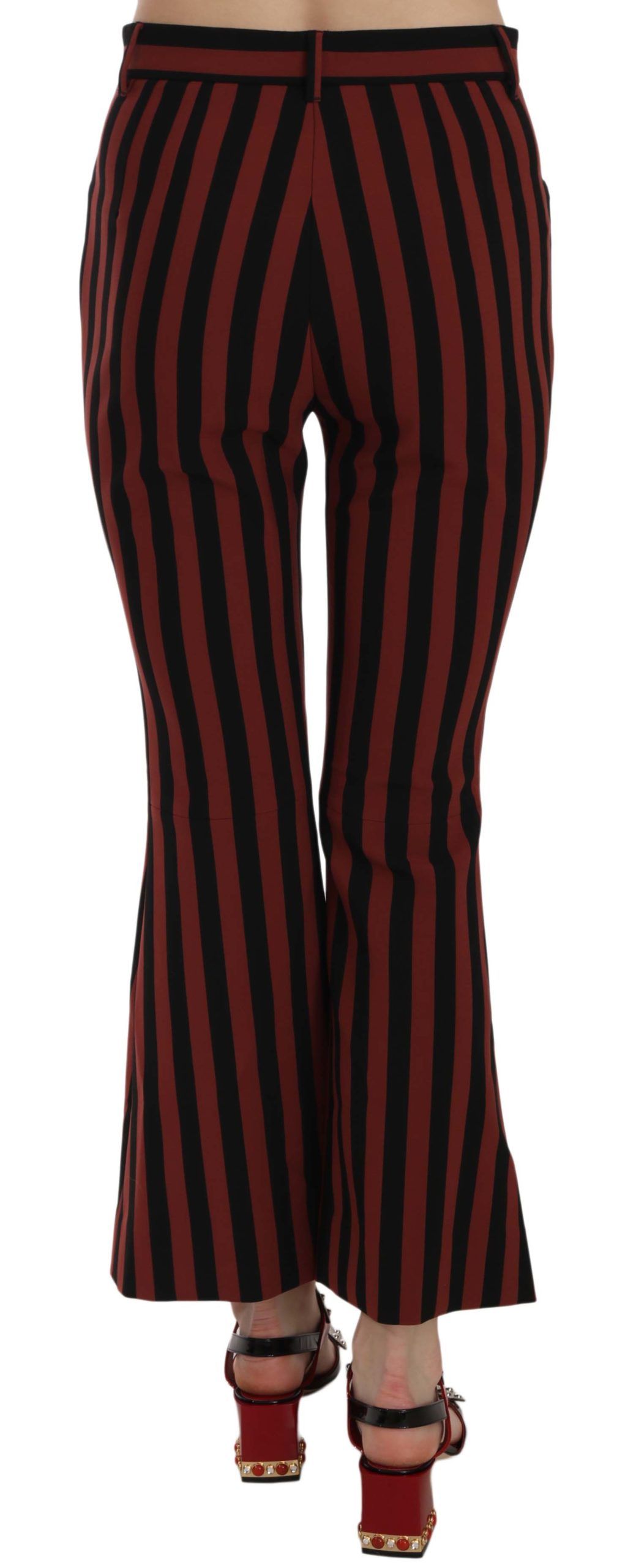 Black Amaranth Stripe Cropped Flared Pants