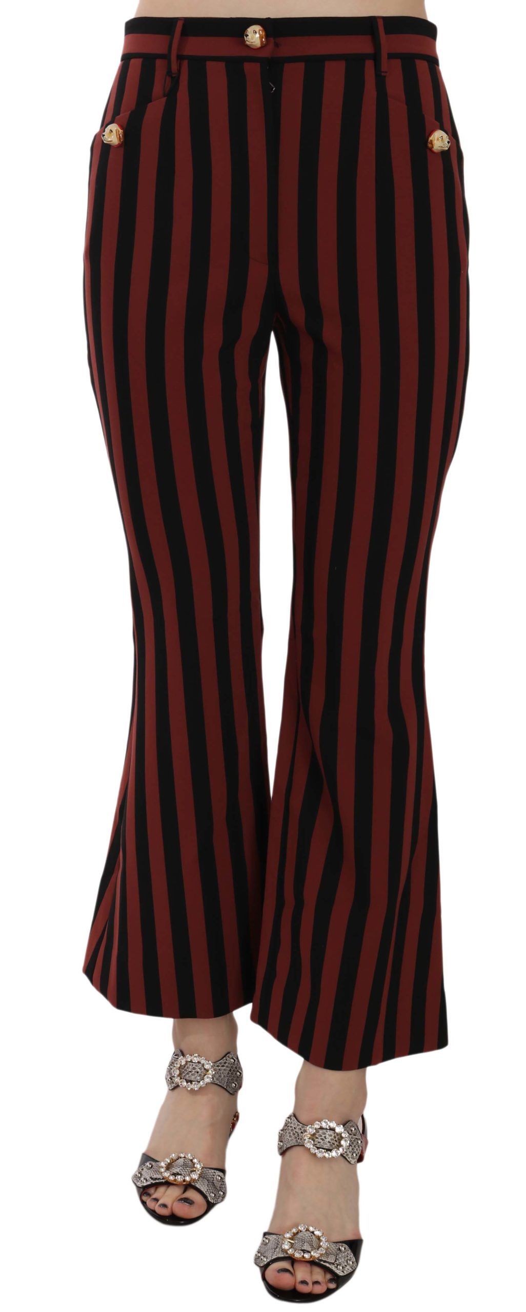 Black Amaranth Stripe Cropped Flared Pants