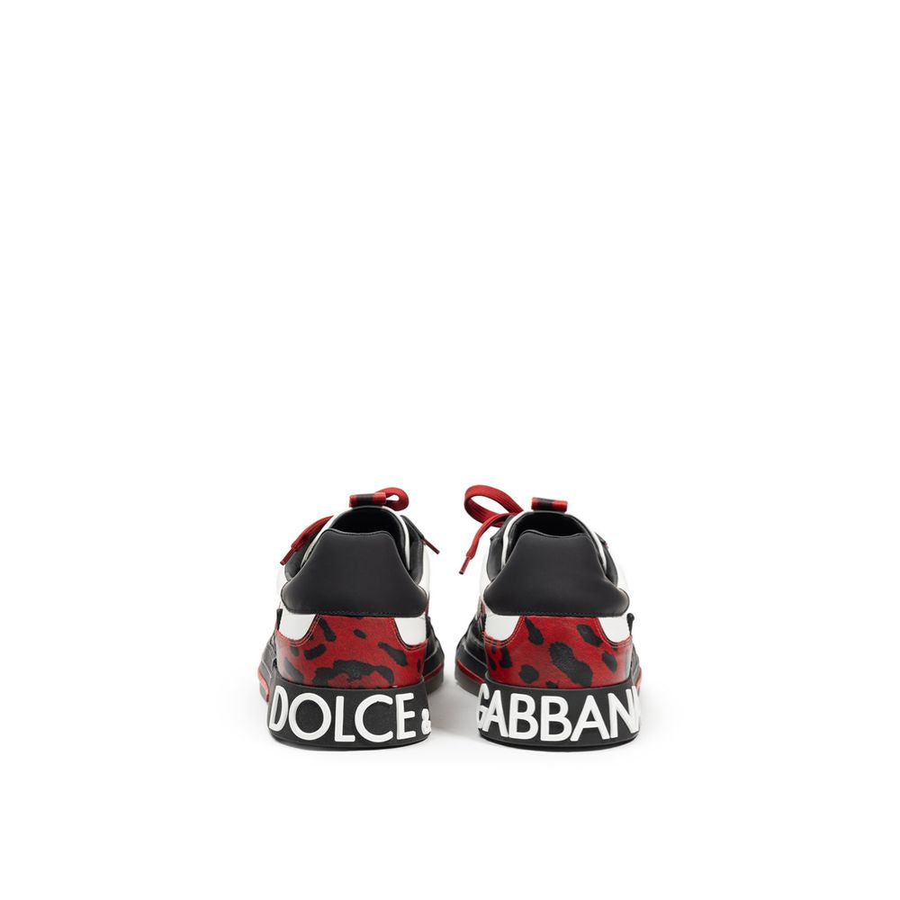 Black And White Leather Sneaker-Dolce & Gabbana-LabelTerrace.com