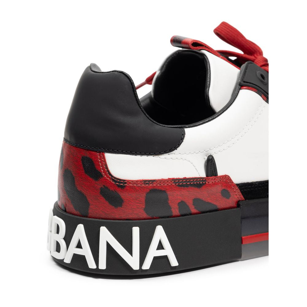 Black And White Leather Sneaker-Dolce & Gabbana-LabelTerrace.com