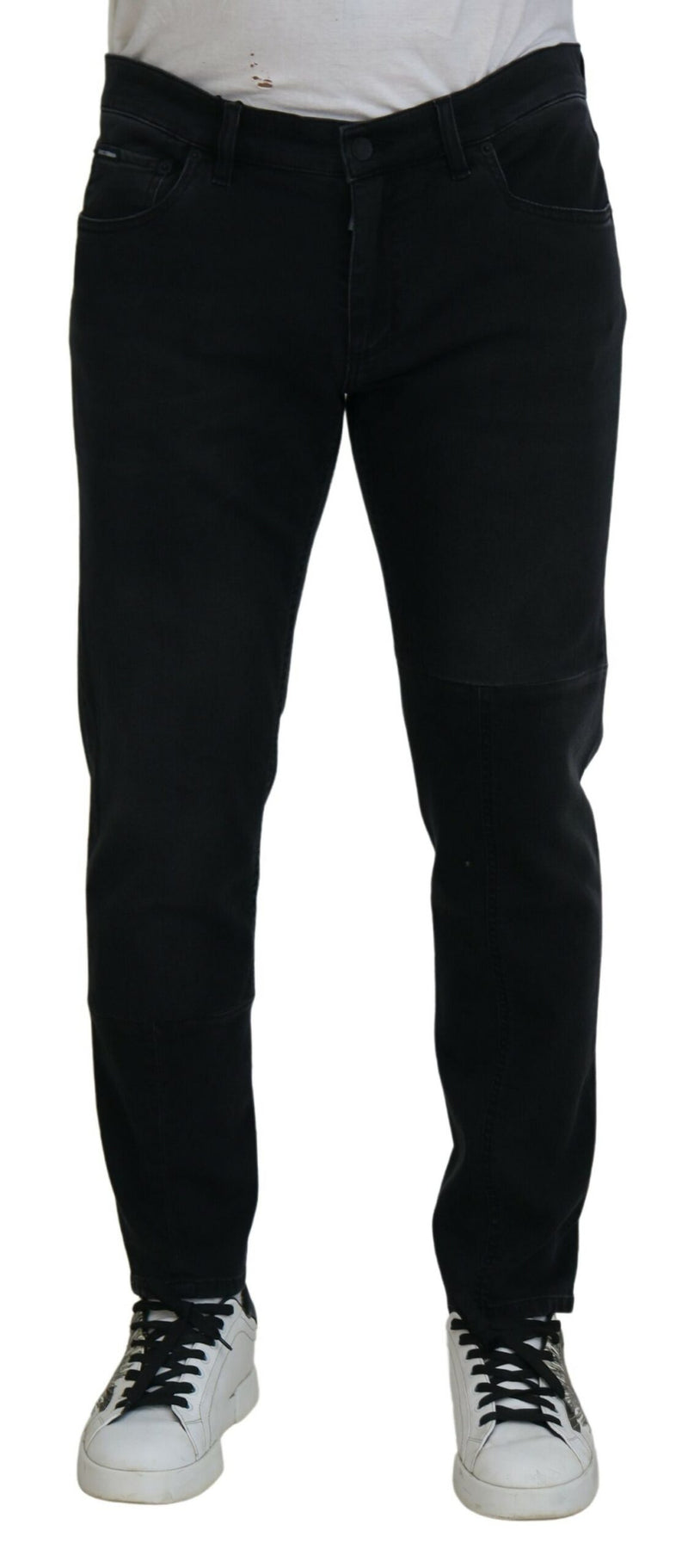 Black Angel Embroidery Skinny Denim Jeans-Dolce & Gabbana-LabelTerrace.com