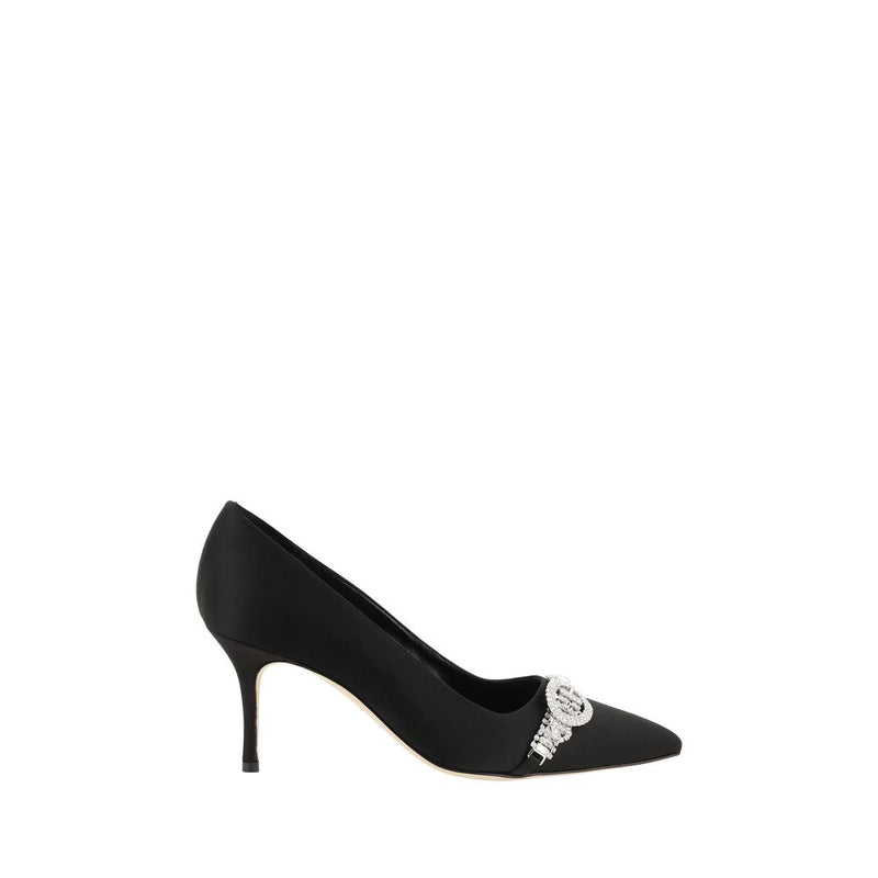 Black Asapump Satin Pumps-Manolo Blahnik-LabelTerrace.com