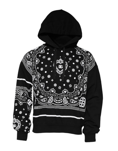 Black Bandana Hooded Men Sweatshirt Sweater-Dolce & Gabbana-LabelTerrace.com