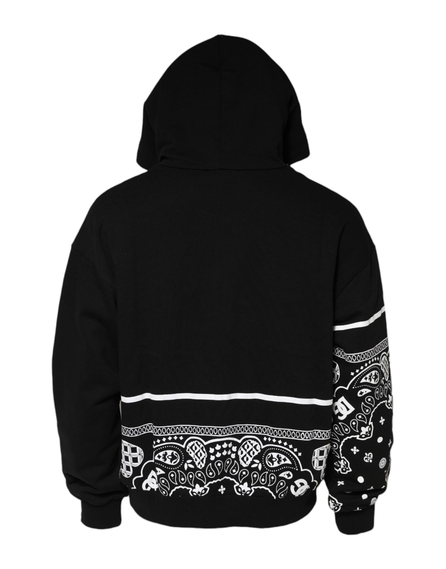 Black Bandana Hooded Men Sweatshirt Sweater-Dolce & Gabbana-LabelTerrace.com