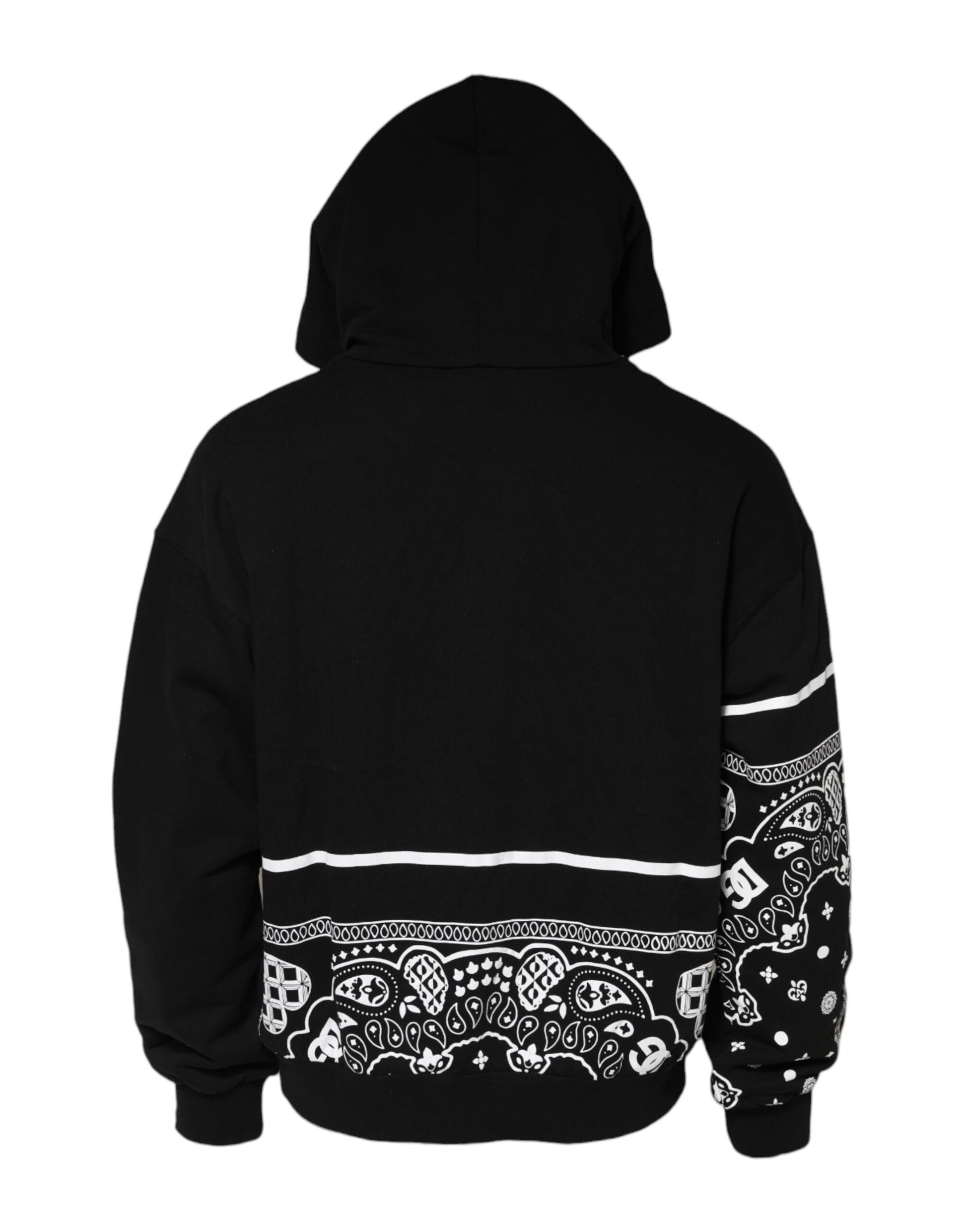 Black Bandana Hooded Men Sweatshirt Sweater-Dolce & Gabbana-LabelTerrace.com