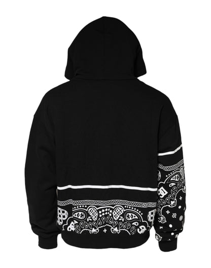 Black Bandana Hooded Men Sweatshirt Sweater-Dolce & Gabbana-LabelTerrace.com
