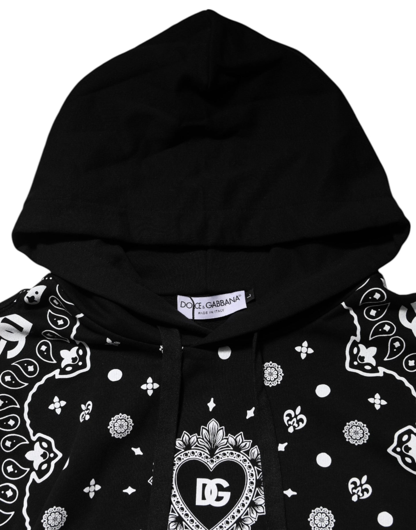 Black Bandana Hooded Men Sweatshirt Sweater-Dolce & Gabbana-LabelTerrace.com