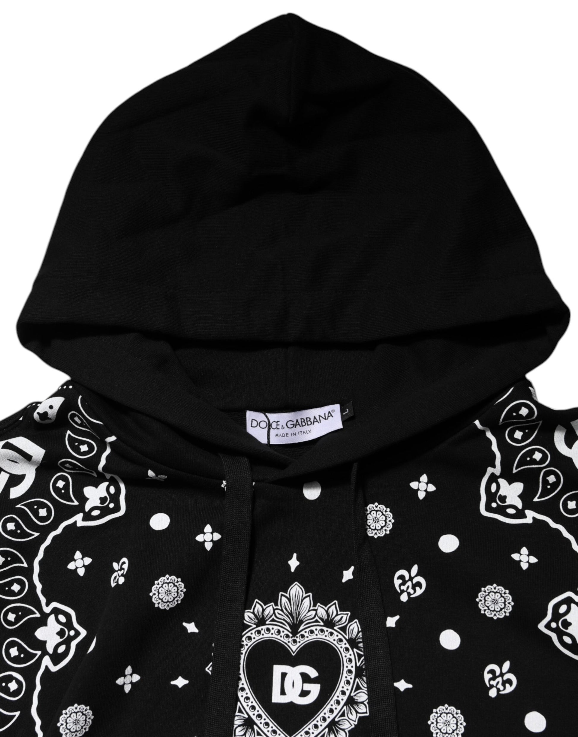 Black Bandana Hooded Men Sweatshirt Sweater-Dolce & Gabbana-LabelTerrace.com