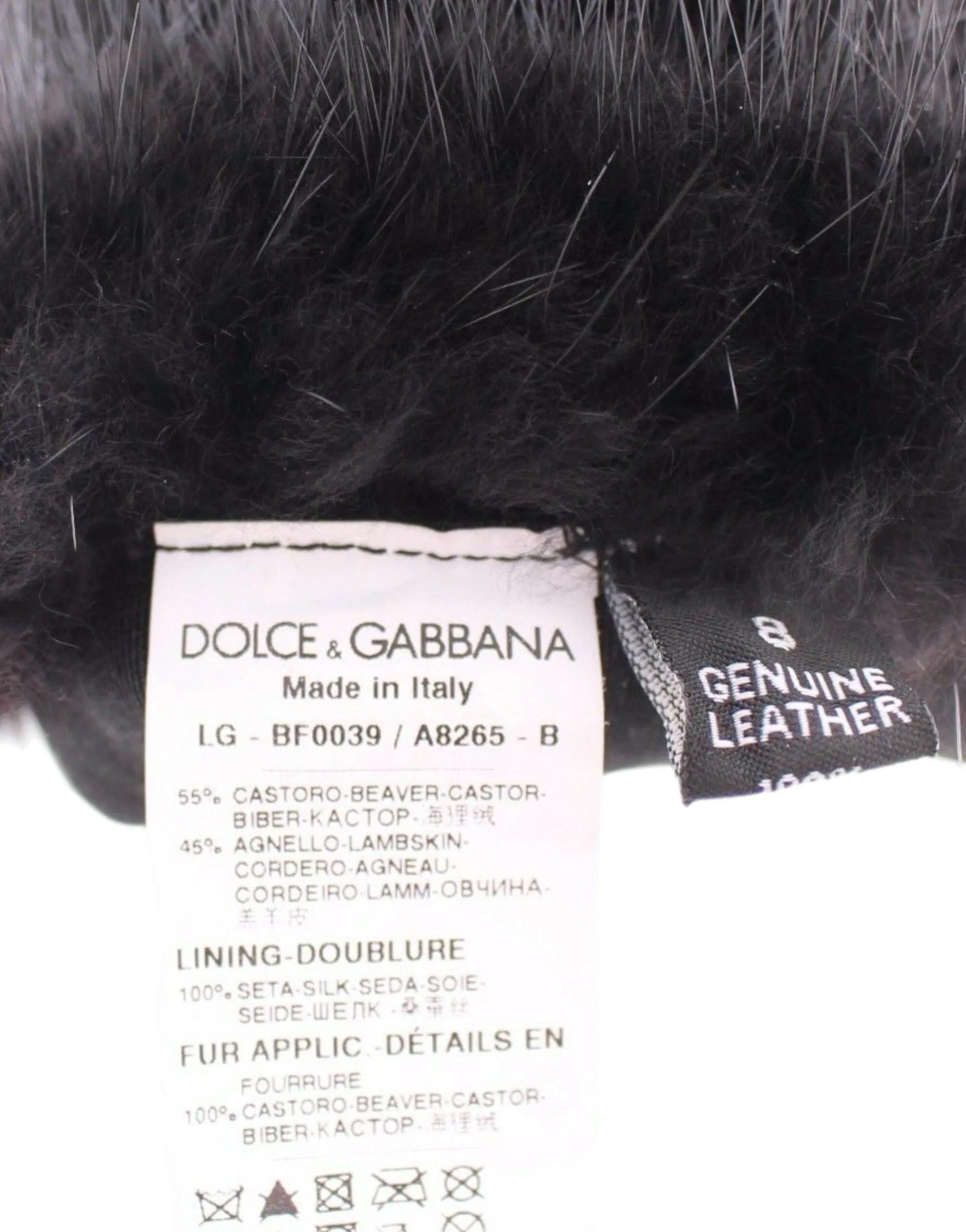 Black Beaver Fur Lambskin Leather Elbow Gloves-Dolce & Gabbana-LabelTerrace.com
