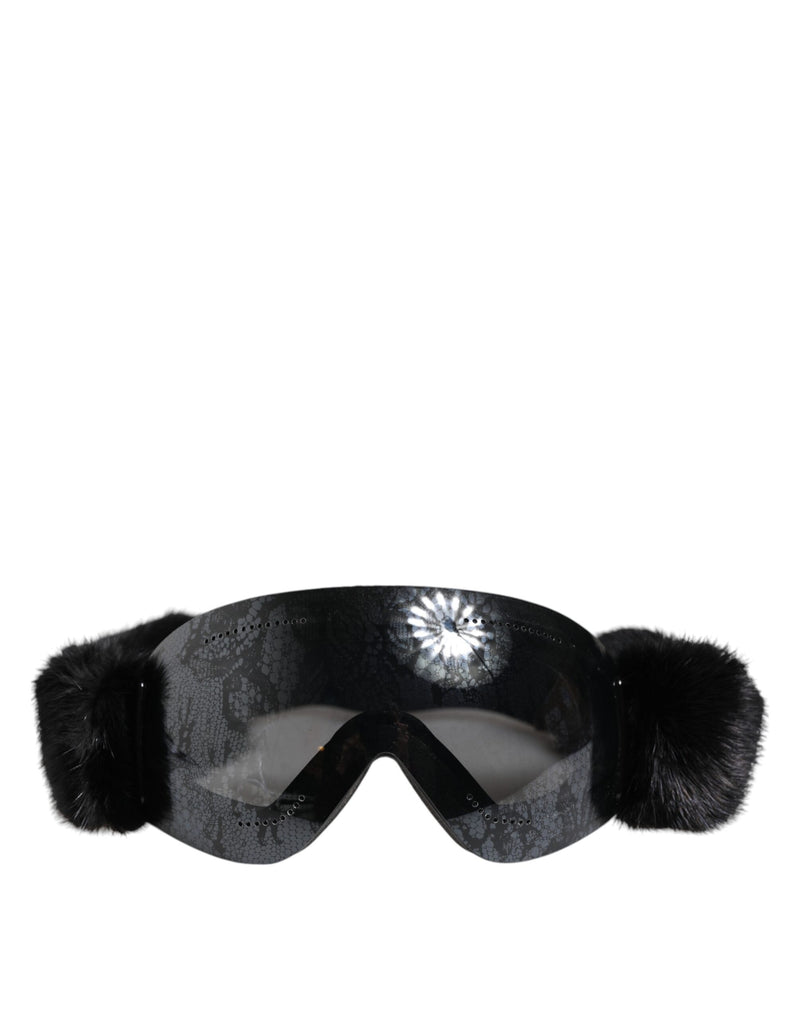 Black Bi0759 Lace Mirrored Ski Goggles Mask Sunglasses-Dolce & Gabbana-LabelTerrace.com
