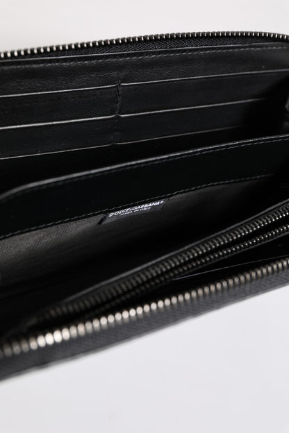 Black Blue Exotic Leather Embossed Continental Wallet-Dolce & Gabbana-LabelTerrace.com