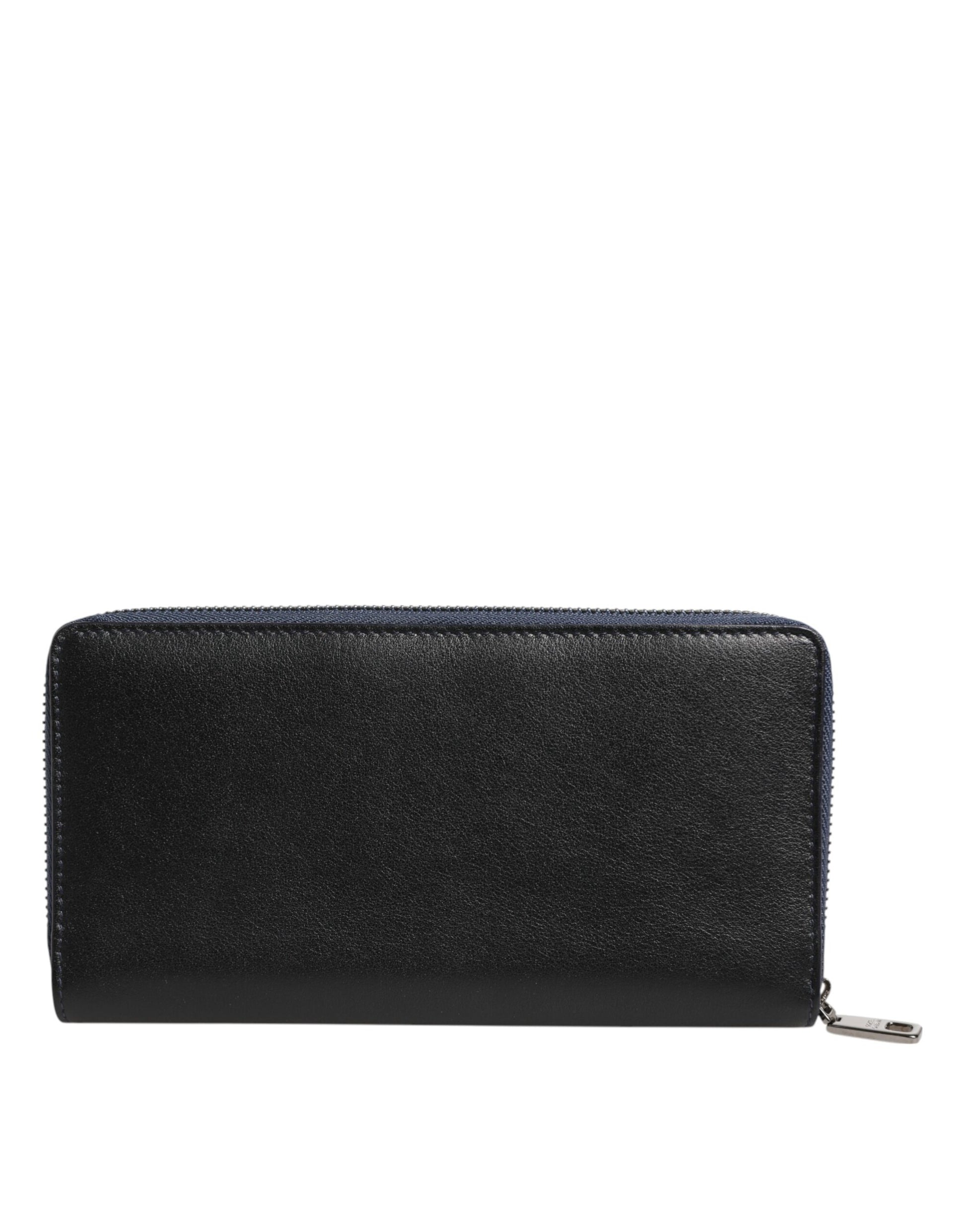 Black Blue Exotic Leather Men Continental Clutch Wallet-Dolce & Gabbana-LabelTerrace.com