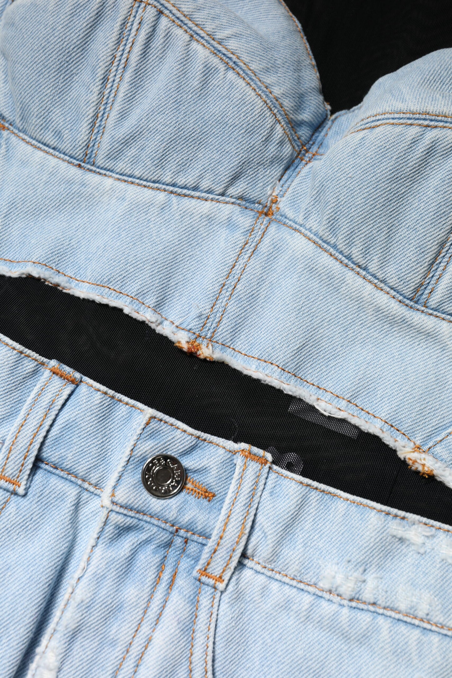 Black Blue Long Sleeves Denim Mini Dress-Dolce & Gabbana-LabelTerrace.com