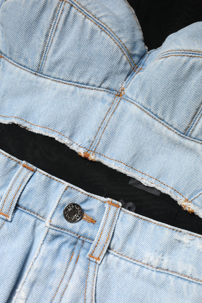 Black Blue Long Sleeves Denim Mini Dress-Dolce & Gabbana-LabelTerrace.com