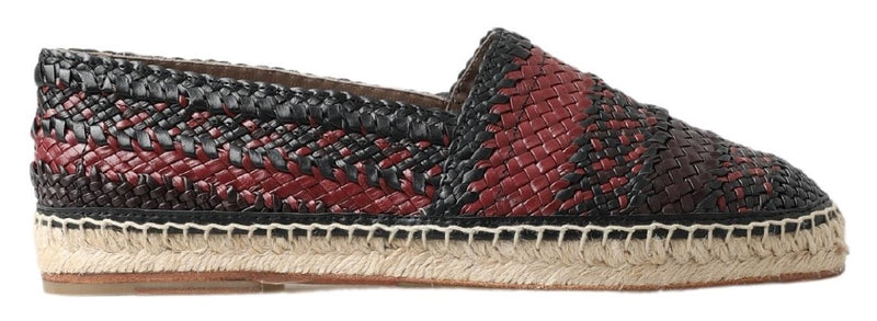 Black Bordeaux Buffalo Leather Espadrille Shoes-Dolce & Gabbana-LabelTerrace.com