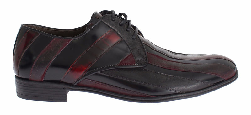 Black Bordeaux Leather Dress Formal Shoes-Dolce & Gabbana-LabelTerrace.com