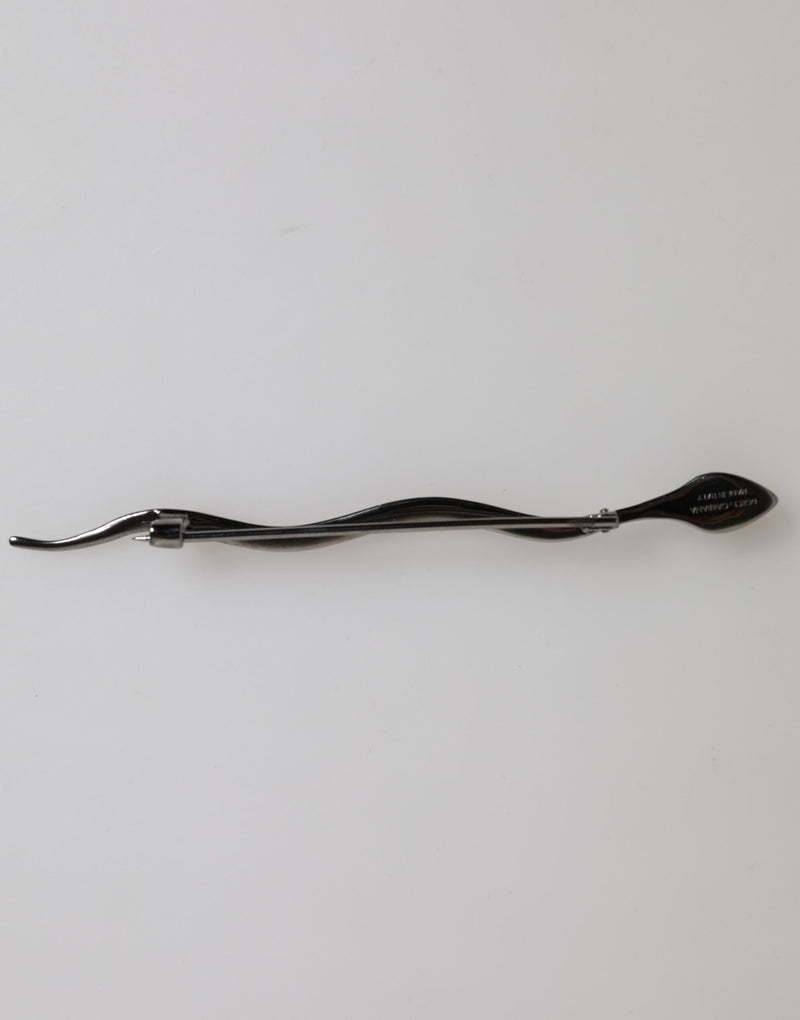 Black Brass Crystal Spilla Serpente Mens Brooch Pin-Dolce & Gabbana-LabelTerrace.com