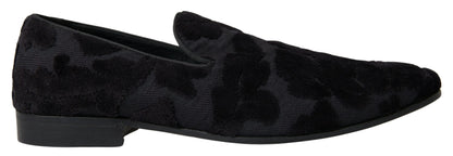 Black Brocade Loafers Formal Shoes