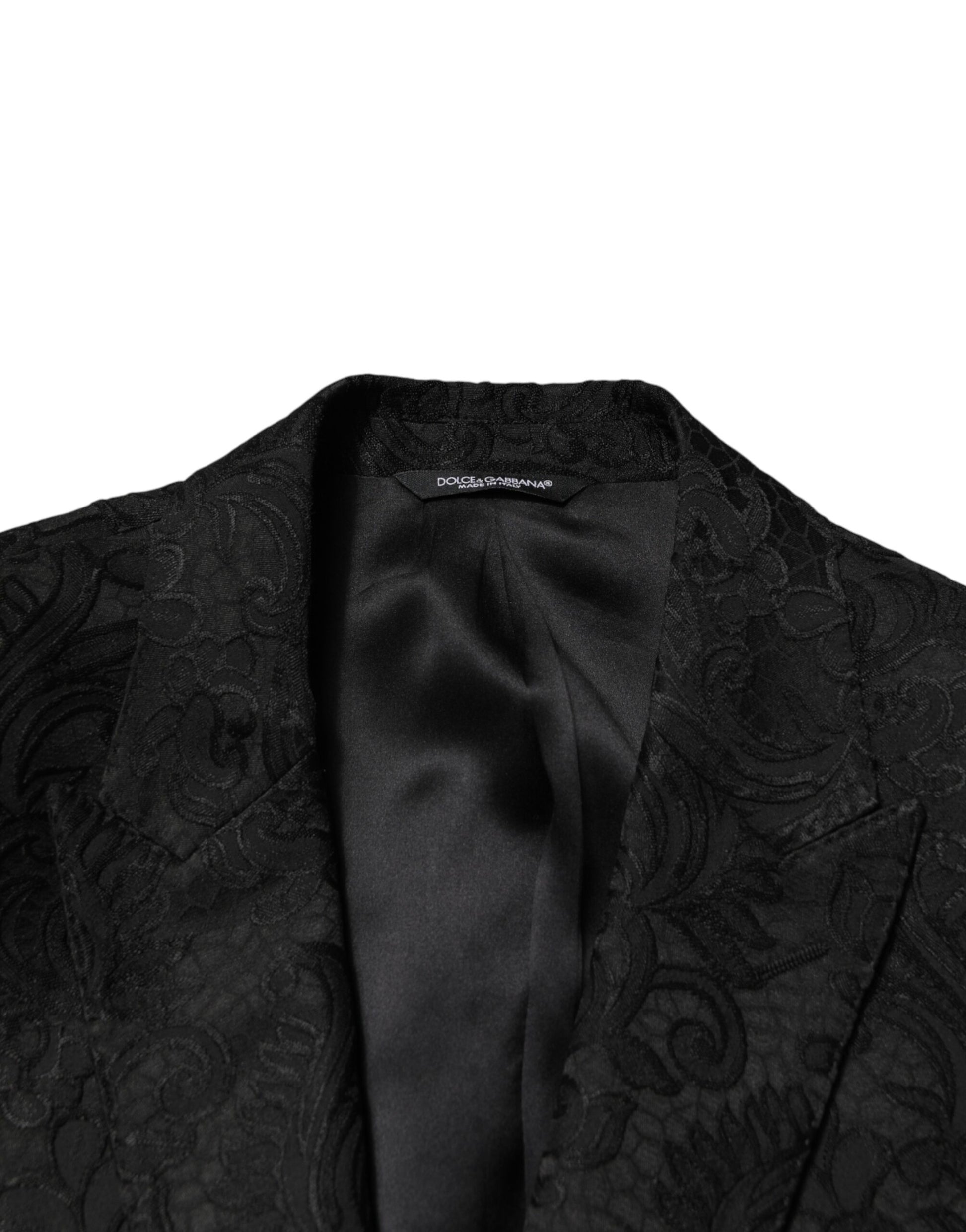 Black Brocade Single Breasted 2 Piece Suit