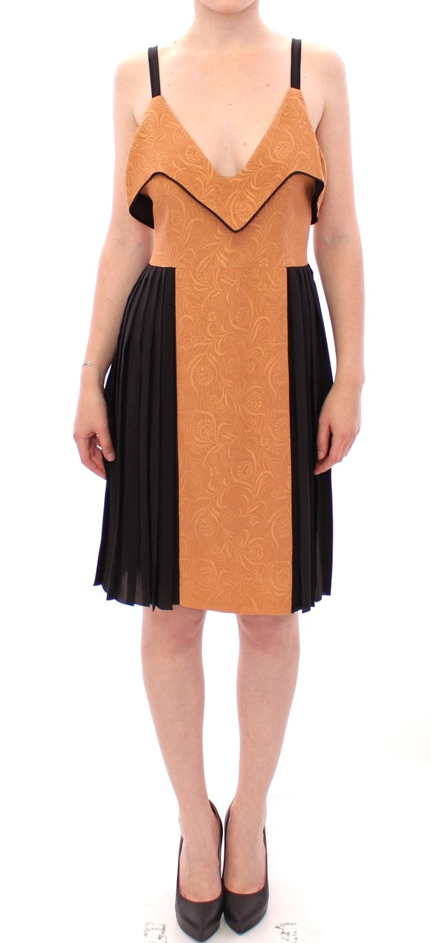 Black Bronze Silk Sleeveless Above Sheath Dress-FILOS-LabelTerrace.com