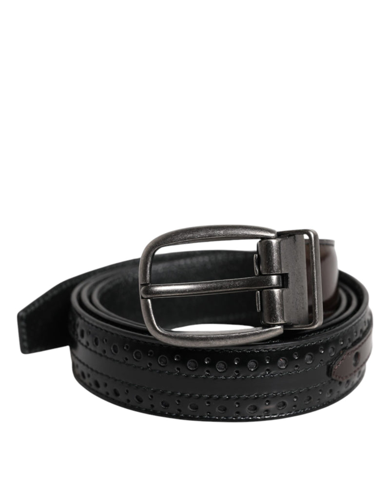 Black Brown Leather Classic Metal Buckle Belt-Dolce & Gabbana-LabelTerrace.com