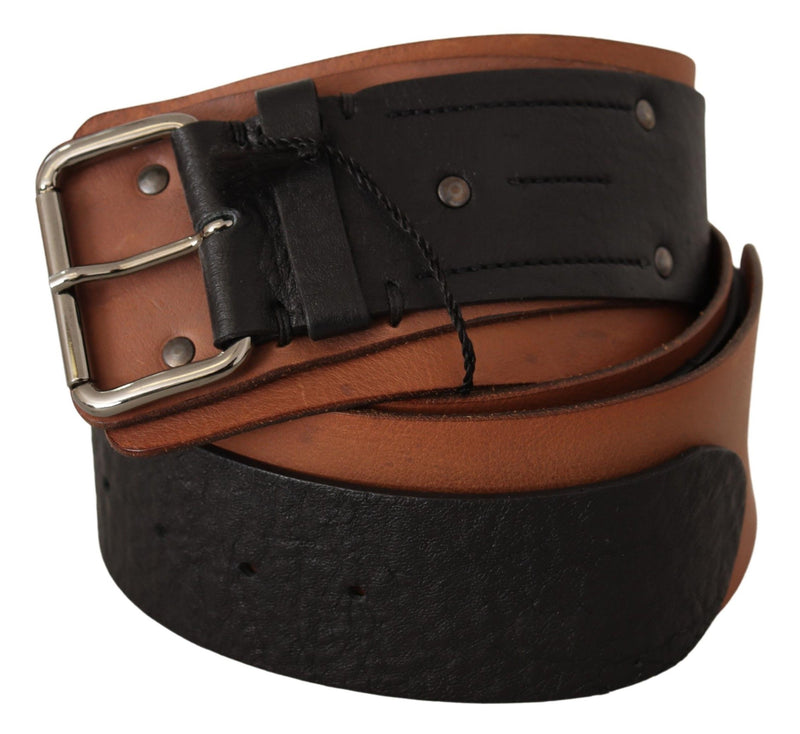Black Brown Leather Silver Buckle-Costume National-LabelTerrace.com