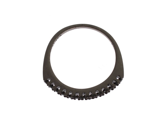 Black CZ Rhodium 925 Silver Womens Ring-Nialaya-LabelTerrace.com