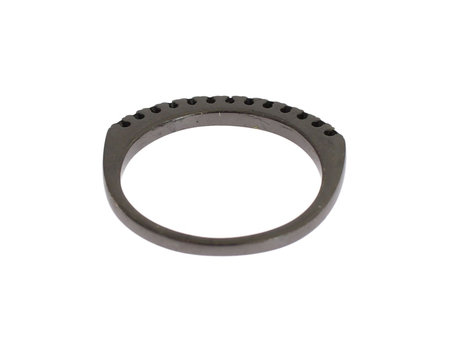 Black CZ Rhodium 925 Silver Womens Ring-Nialaya-LabelTerrace.com