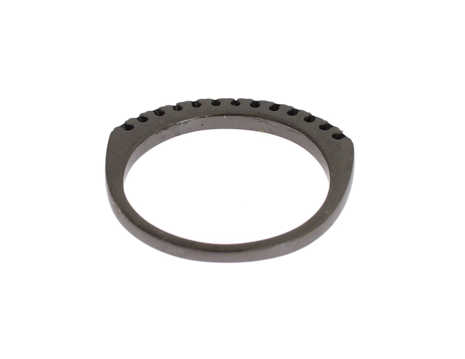 Black CZ Rhodium 925 Silver Womens Ring-Nialaya-LabelTerrace.com