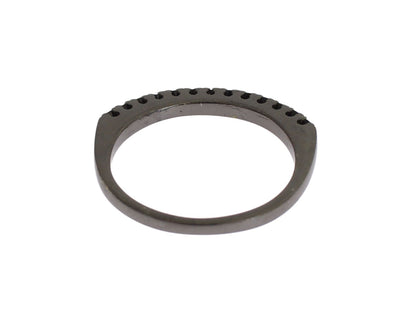 Black CZ Rhodium 925 Silver Womens Ring-Nialaya-LabelTerrace.com