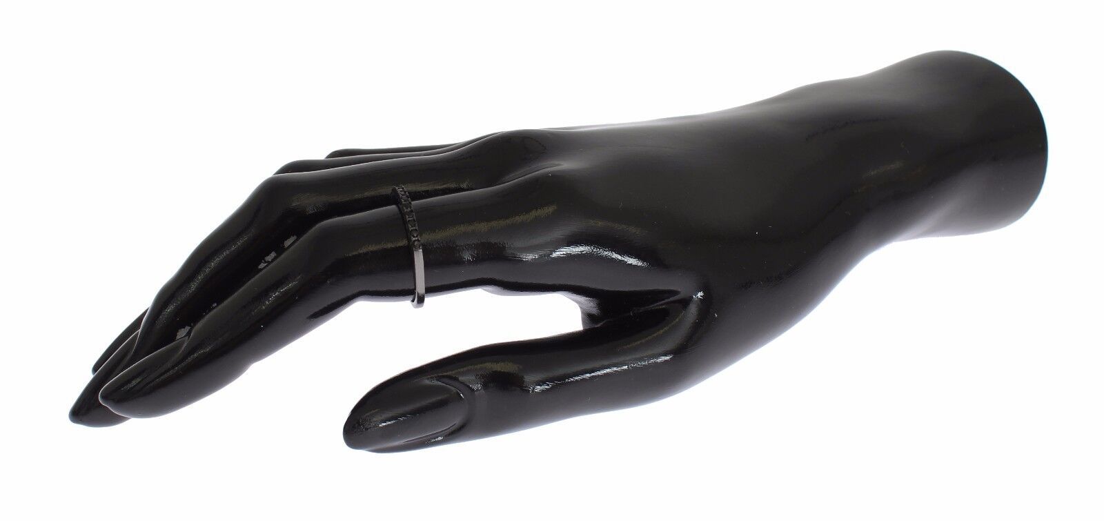 Black CZ Rhodium 925 Silver Womens Ring-Nialaya-LabelTerrace.com