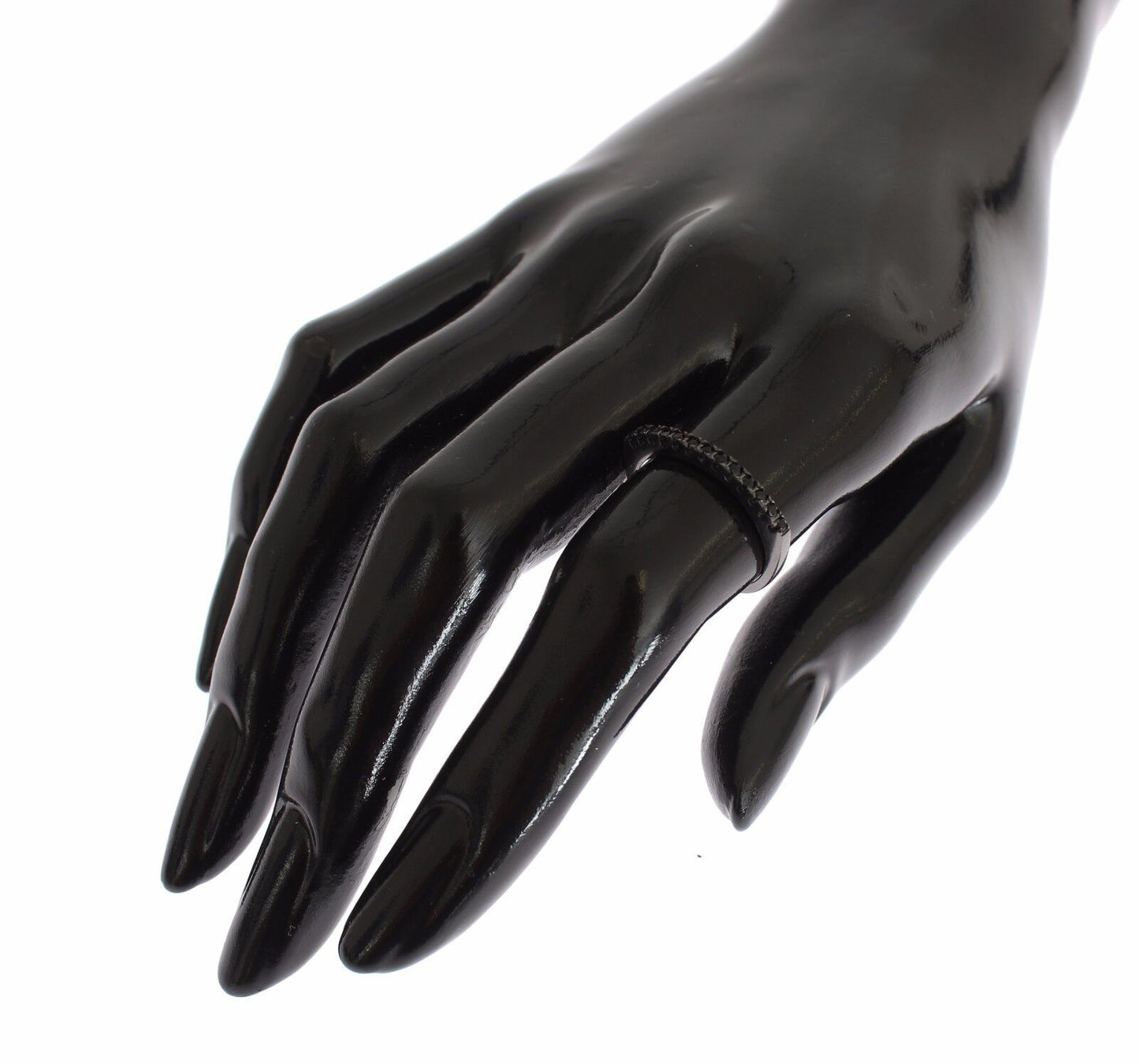 Black CZ Rhodium 925 Silver Womens Ring-Nialaya-LabelTerrace.com