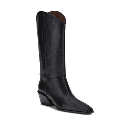 Black Calf Leather Bos Taurus Ankle Boots