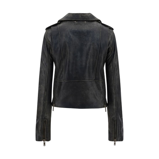 Black Calf Leather Bos Taurus Biker Jacket