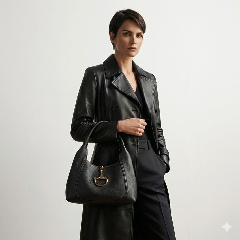 Black Calf Leather Bos Taurus Shoulder Bag