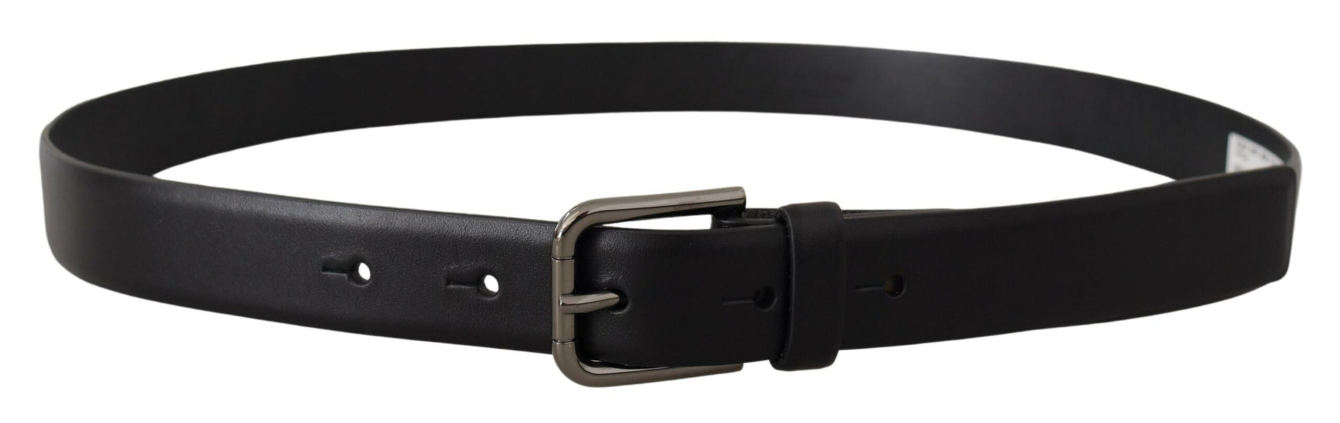 Black Calf Leather Classic Logo Metal Buckle Belt-Dolce & Gabbana-LabelTerrace.com