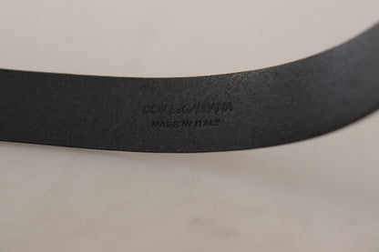 Black Calf Leather Classic Logo Metal Buckle Belt-Dolce & Gabbana-LabelTerrace.com