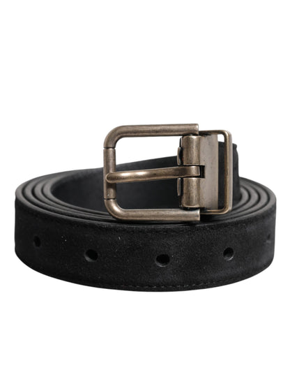 Black Calf Leather Classic Metal Buckle Belt-Dolce & Gabbana-LabelTerrace.com