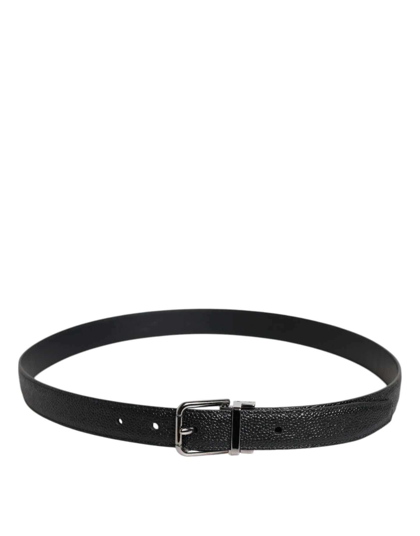 Black Calf Leather Classic Metal Buckle Belt-Dolce & Gabbana-LabelTerrace.com