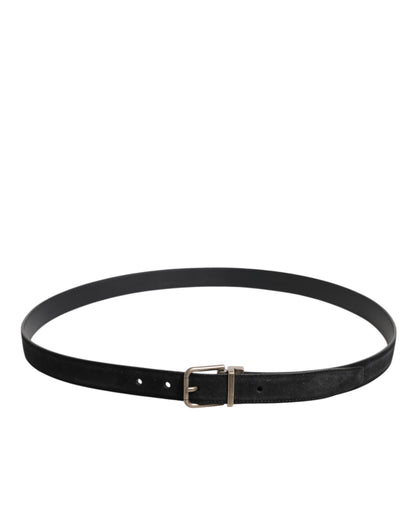 Black Calf Leather Classic Metal Buckle Belt-Dolce & Gabbana-LabelTerrace.com