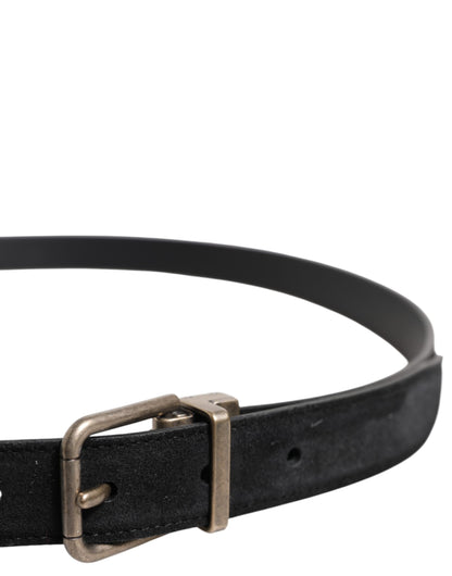 Black Calf Leather Classic Metal Buckle Belt-Dolce & Gabbana-LabelTerrace.com