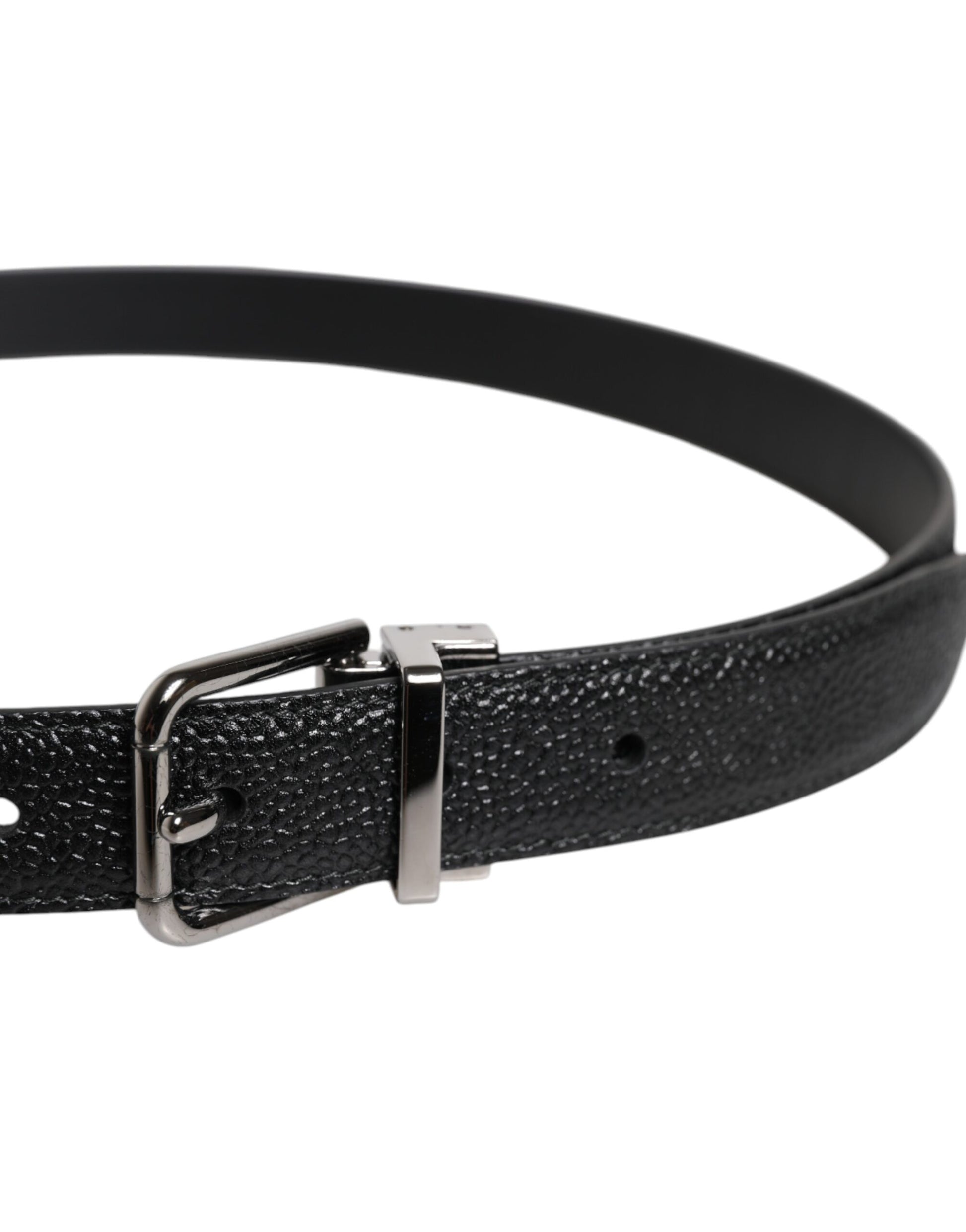 Black Calf Leather Classic Metal Buckle Belt-Dolce & Gabbana-LabelTerrace.com