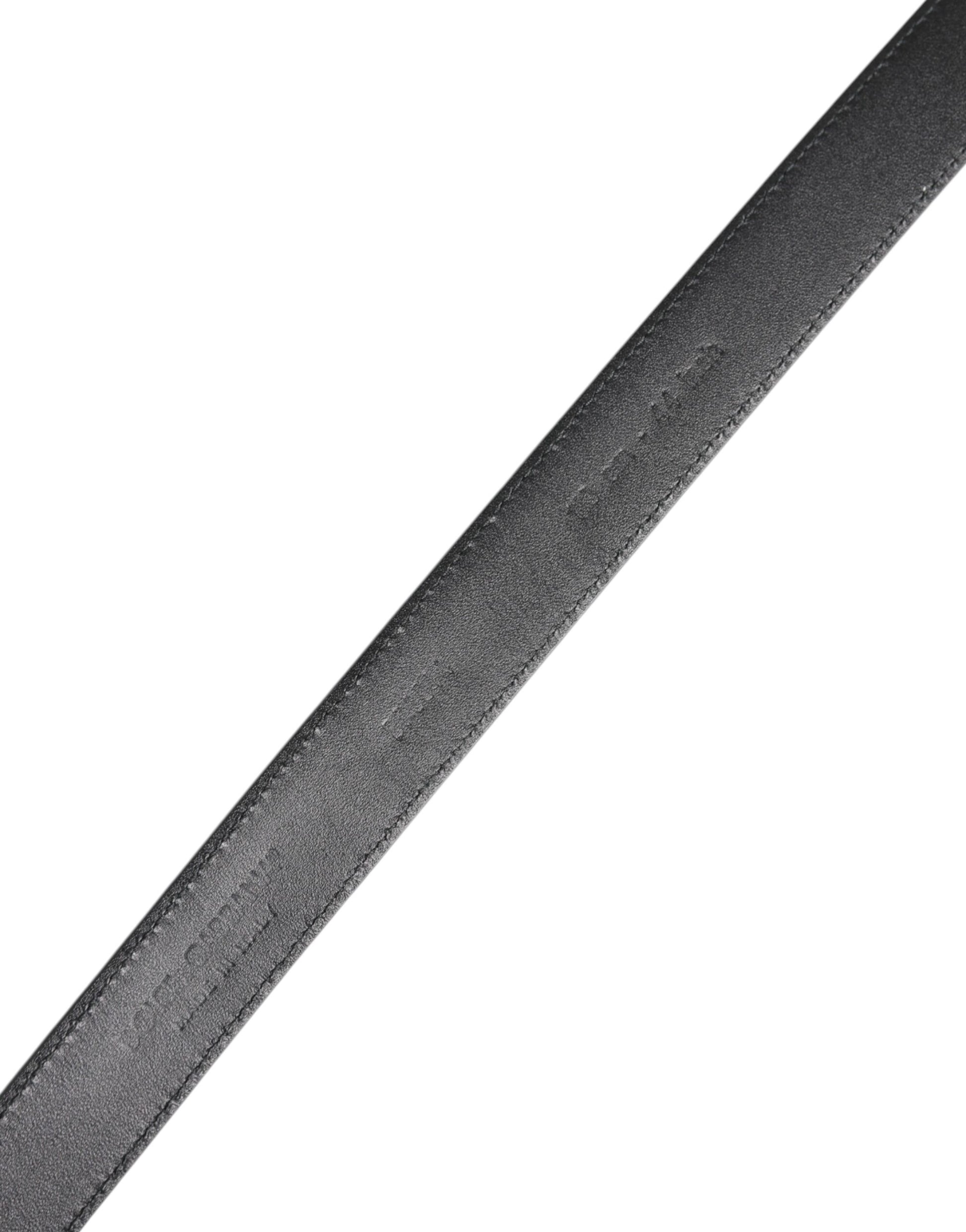 Black Calf Leather Classic Metal Buckle Belt-Dolce & Gabbana-LabelTerrace.com