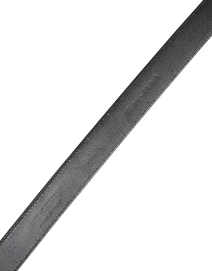 Black Calf Leather Classic Metal Buckle Belt-Dolce & Gabbana-LabelTerrace.com