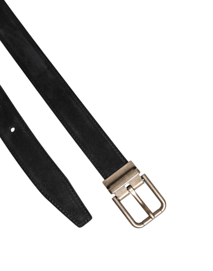 Black Calf Leather Classic Metal Buckle Belt-Dolce & Gabbana-LabelTerrace.com