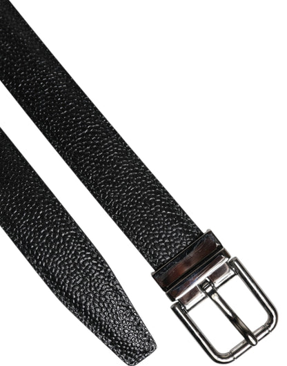 Black Calf Leather Classic Metal Buckle Belt-Dolce & Gabbana-LabelTerrace.com