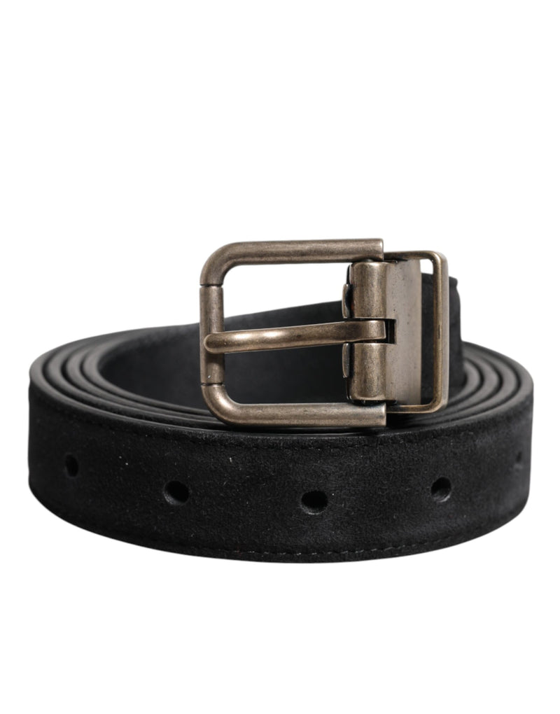 Black Calf Leather Classic Metal Buckle Belt-Dolce & Gabbana-LabelTerrace.com