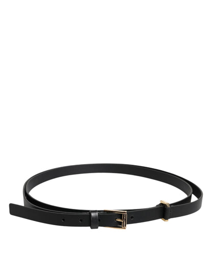 Black Calf Leather Gold Metal Buckle Belt-Dolce & Gabbana-LabelTerrace.com