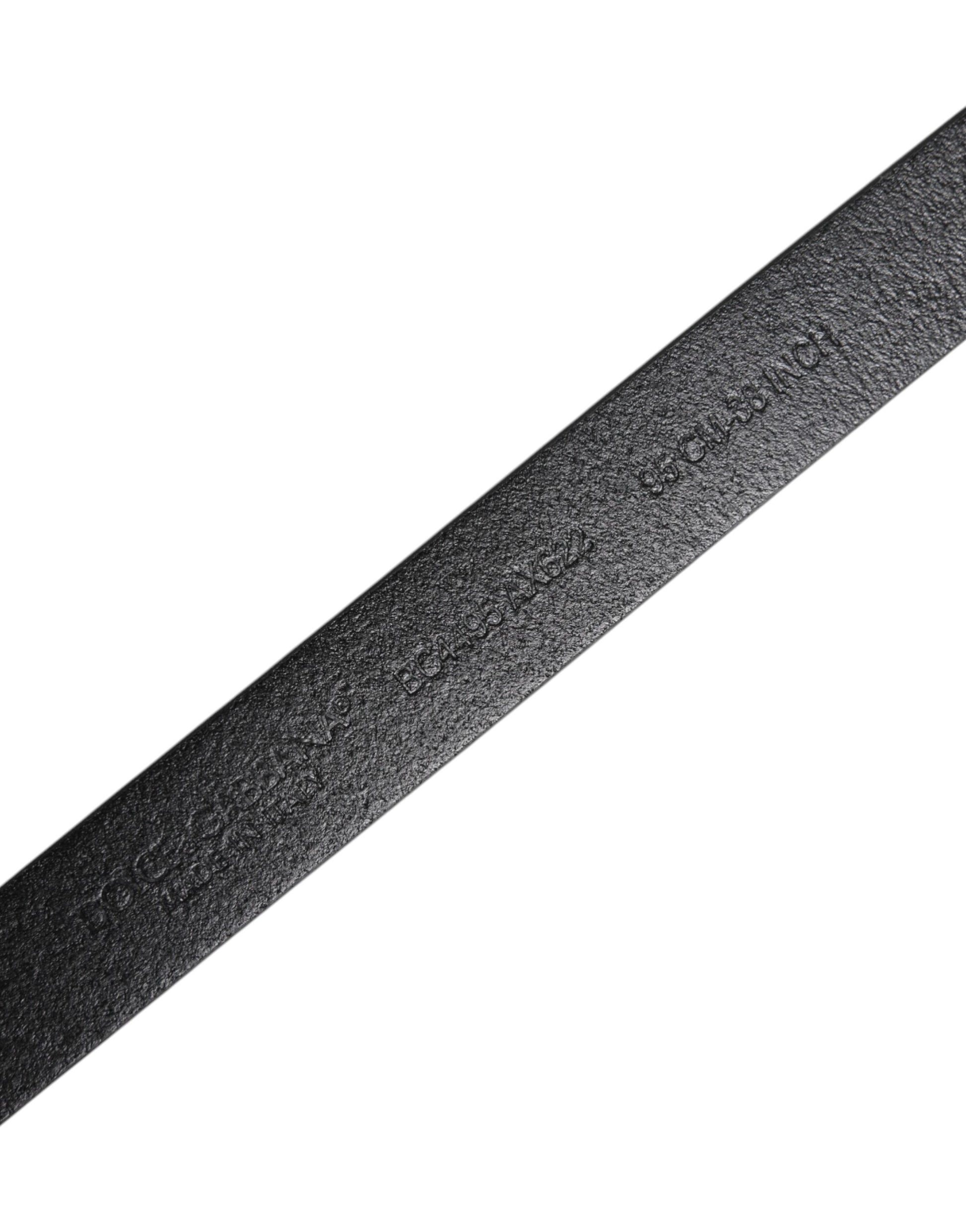 Black Calf Leather Gold Metal Buckle Belt-Dolce & Gabbana-LabelTerrace.com