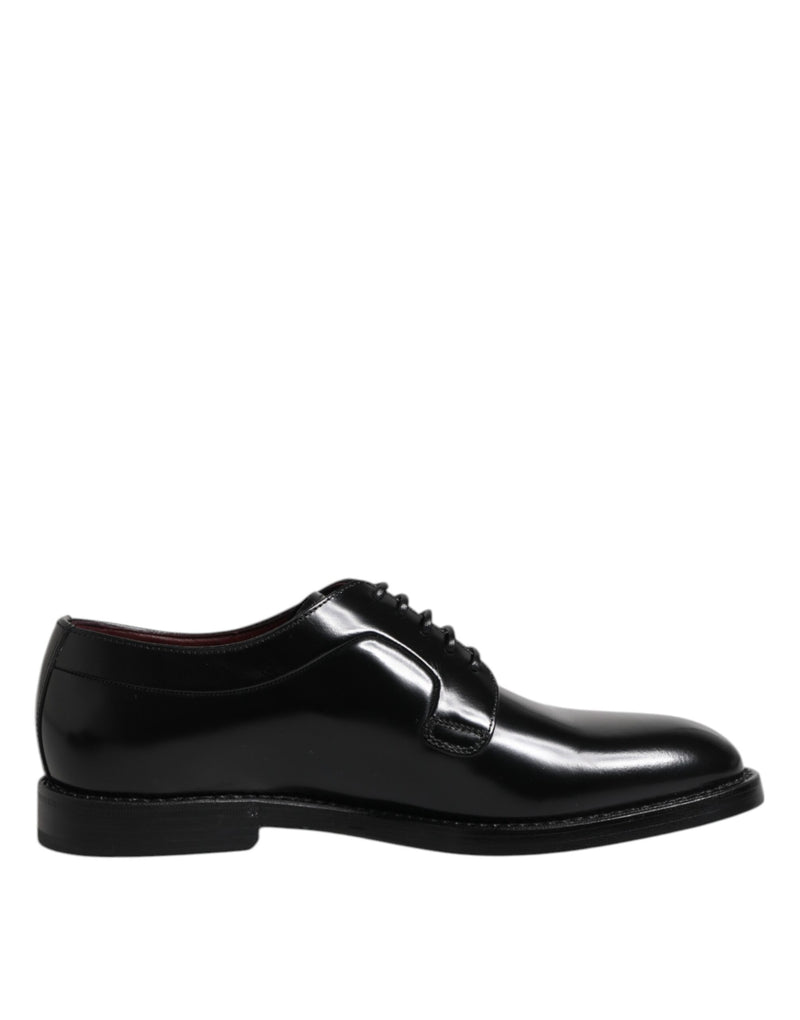 Black Calf Leather Lace Up Dress Shoes-Dolce & Gabbana-LabelTerrace.com